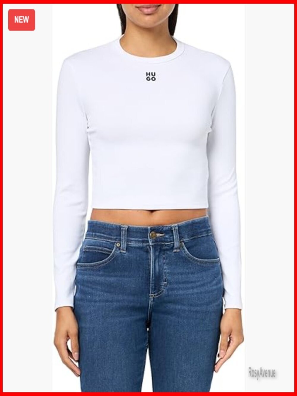 Ribbed Long Sleeve Crew Neck T-Shirt with Logo